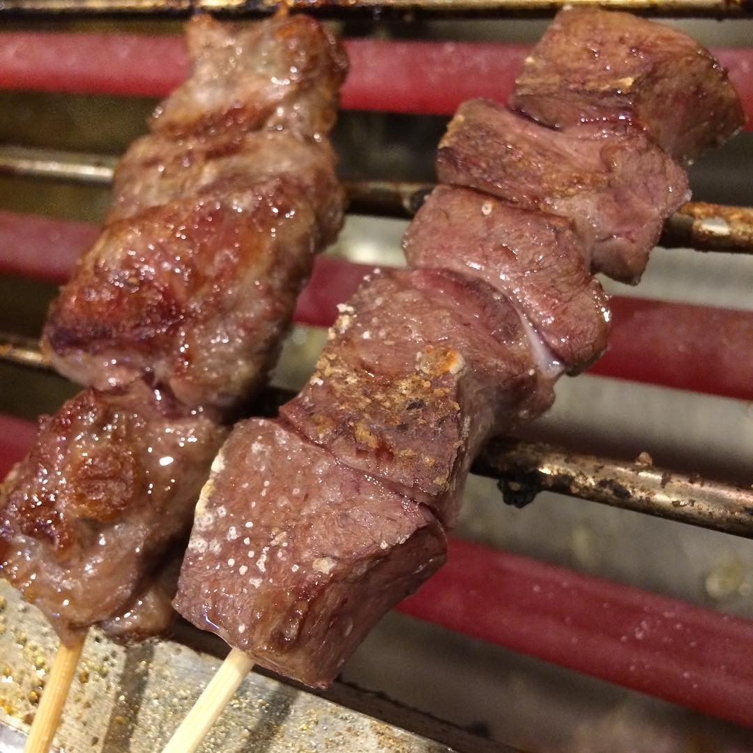 飛騨牛のハツ串、希少部位のメガネ串